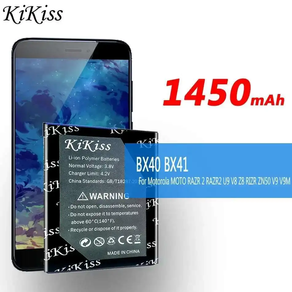 BX40 BX41 For Motorola Moto Razr 2 RAZR2 U9 V8 Z8 Rizr ZN50 V9 V9M Long-Lasting 1450mAh Mobile Phone Battery
BX40 BX41 For Motorola Moto Razr 2 RAZR2 U9 V8 Z8 Rizr ZN50 V9 V9M Long-Lasting 1450mAh Mobile Phone Battery