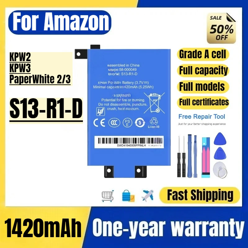 S13-R1-D for Amazon KPW2/KPW3/PaperWhite 2/3 Mobile Phone Battery High Capacity Battery Replacement Bateria Grade A Cel
S13-R1-D for Amazon KPW2/KPW3/PaperWhite 2/3 Mobile Phone Battery High Capacity Battery Replacement Bateria Grade A Cel