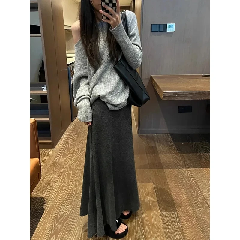 Women's Black Mermaid Skirt 2026 Autumn Winter Korean Versatile Elegant Temperament Bodycon Skirt Slimming Knitted Long Skirt
Women's Black Mermaid Skirt 2026 Autumn Winter Korean Versatile Elegant Temperament Bodycon Skirt Slimming Knitted Long Skirt