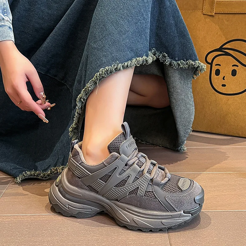 BeauToday Thick-soled Sneakers Women's Mesh Solid Color Breathable Sneakers Lace-up Round-toe Thick-soled Women's Shoes Handmade
BeauToday Thick-soled Sneakers Women's Mesh Solid Color Breathable Sneakers Lace-up Round-toe Thick-soled Women's Shoes Handmade
