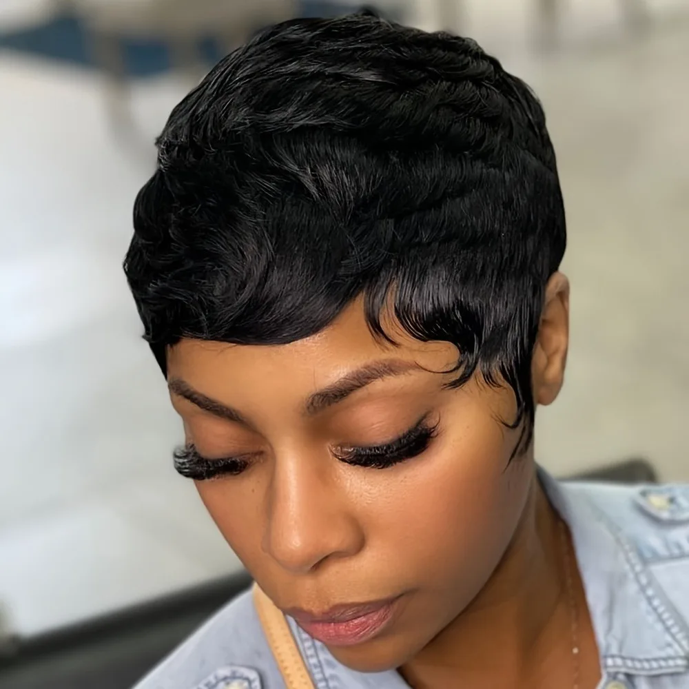 Парик из натуральных волос с 150% плотностью, короткая стрижка пикси, машинная работа, базовый стиль, черный, для женщин | Натуральный вид везде
Парик из натуральных волос с 150% плотностью, короткая стрижка пикси, машинная работа, базовый стиль, черный, для женщин | Натуральный вид везде