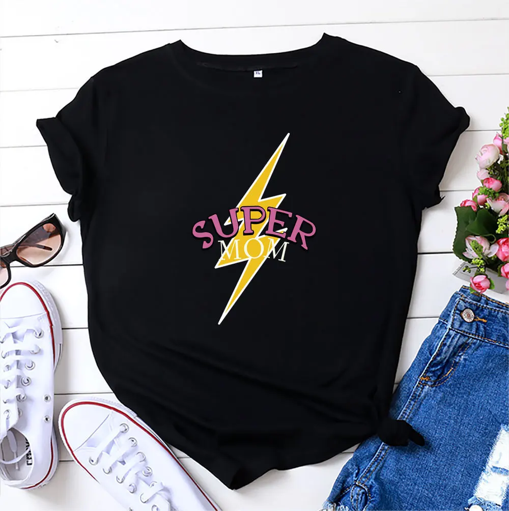 Super Mom Lightning Print Women T Shirt Short Sleeve O Neck Loose Women Tshirt Ladies Tee Shirt Tops Clothes Camisetas Mujer
Super Mom Lightning Print Women T Shirt Short Sleeve O Neck Loose Women Tshirt Ladies Tee Shirt Tops Clothes Camisetas Mujer