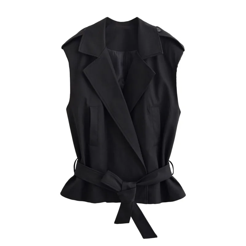 Women Lapel Collar Waistcoat With Belt Fashion Autumn Women's Sleeveless Vest Lady Tops High Street Female Top
Women Lapel Collar Waistcoat With Belt Fashion Autumn Women's Sleeveless Vest Lady Tops High Street Female Top