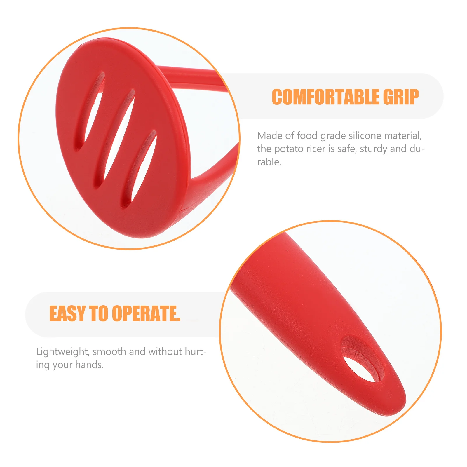 Silicone Potato Masher Red Compact Vegetable and Fruit Pressing Tool for Mashing Sweet Potato Pumpkin Carrots Apples Bananas
Silicone Potato Masher Red Compact Vegetable and Fruit Pressing Tool for Mashing Sweet Potato Pumpkin Carrots Apples Bananas