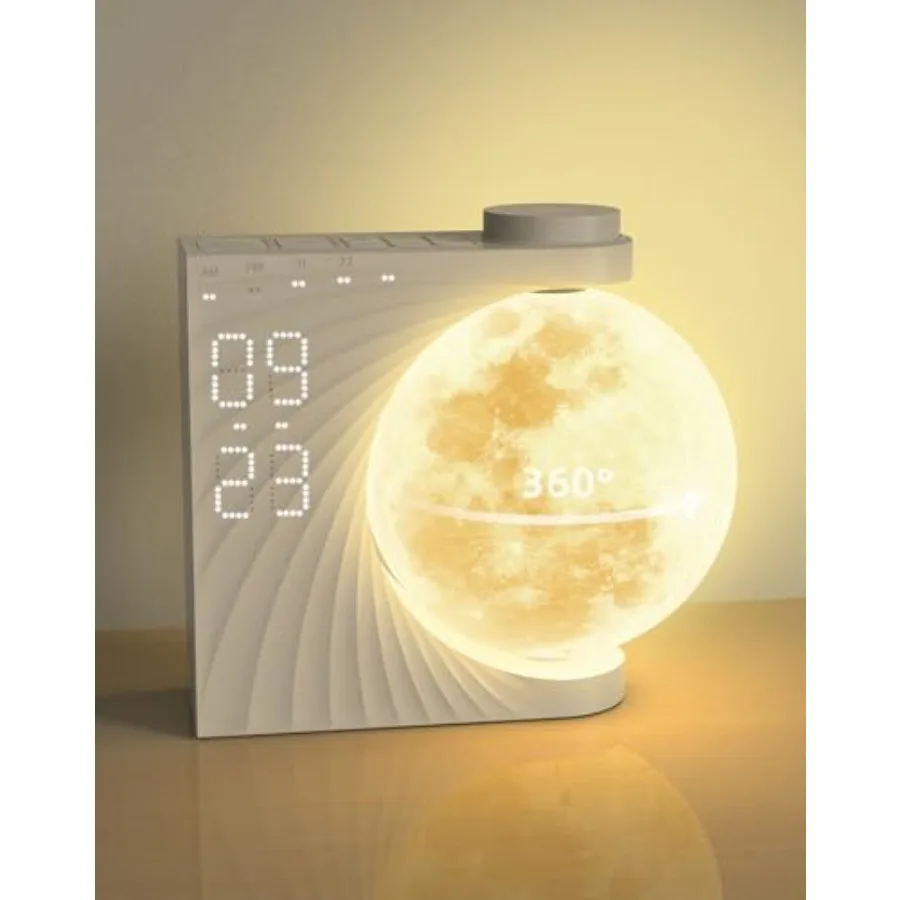 Sunrise Alarm Clock for Bedrooms - Auto-Rotating Moon Lamp with Wake-Up Light and Night Light, 10 Nature Sounds, Dual Alarms fo
Sunrise Alarm Clock for Bedrooms - Auto-Rotating Moon Lamp with Wake-Up Light and Night Light, 10 Nature Sounds, Dual Alarms fo