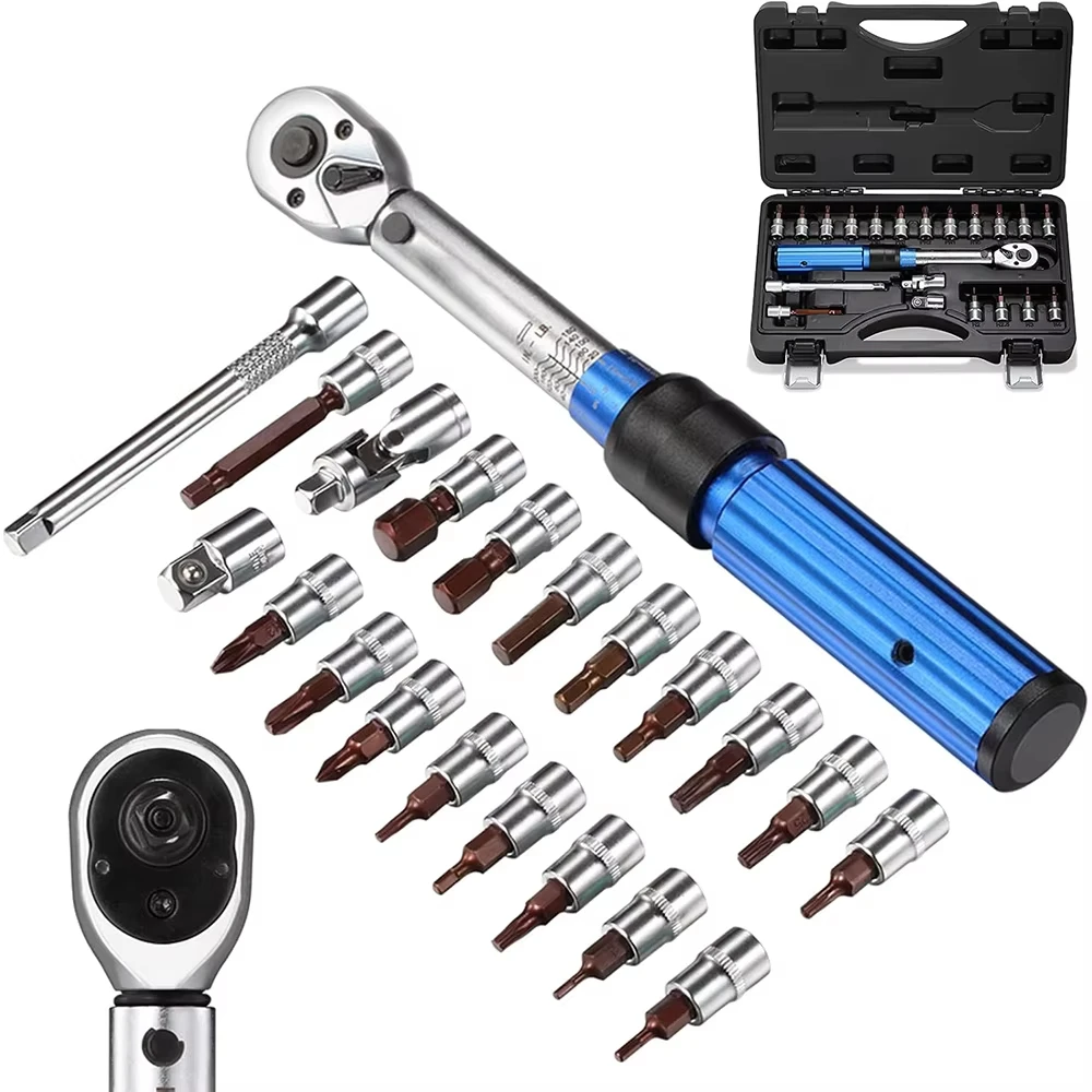 15/21 Pcs Bike Torque Wrench Set 1/4 Inch Drive Torque Wrench 2 to 24 N.m Auto Motorcycle Bicycle Repair Tool Kit
15/21 Pcs Bike Torque Wrench Set 1/4 Inch Drive Torque Wrench 2 to 24 N.m Auto Motorcycle Bicycle Repair Tool Kit