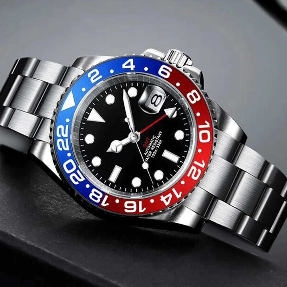 Custom Logo NH34 Automatic Mechanical Watches Men's Luxury Sapphire Glass 40MM Ceramic luminous GMT Wristwatch 100M Waterproof
Custom Logo NH34 Automatic Mechanical Watches Men's Luxury Sapphire Glass 40MM Ceramic luminous GMT Wristwatch 100M Waterproof