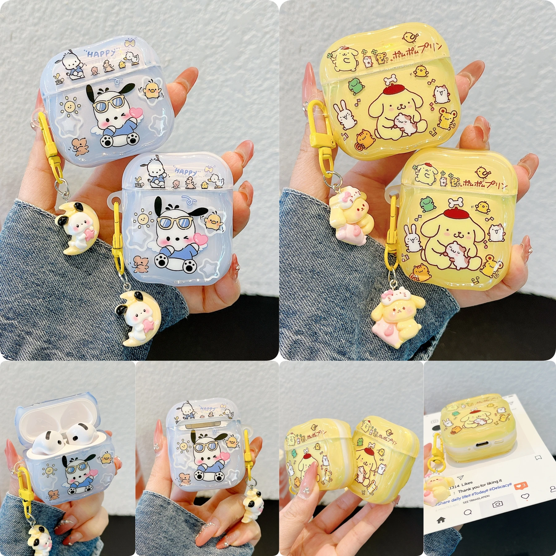 Stylish For Pochacco&Pompompurin With Pendant Earphone Case For Airpods 1/2/3/4/Pro 3 2 1 Wave Edge Style Anti-drop Cover
Stylish For Pochacco&Pompompurin With Pendant Earphone Case For Airpods 1/2/3/4/Pro 3 2 1 Wave Edge Style Anti-drop Cover