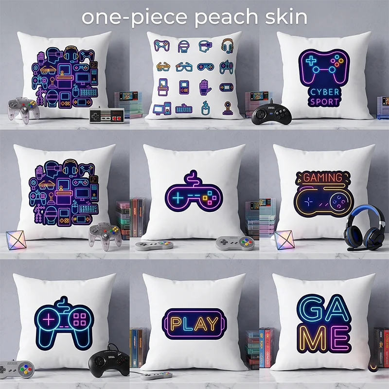 Cool Neon Game Controller Cushion Cover Peach Skin Gamer Gift Throw Pillowcase for Game Room Bedroom Man Cave Decor 40x40cm
Cool Neon Game Controller Cushion Cover Peach Skin Gamer Gift Throw Pillowcase for Game Room Bedroom Man Cave Decor 40x40cm