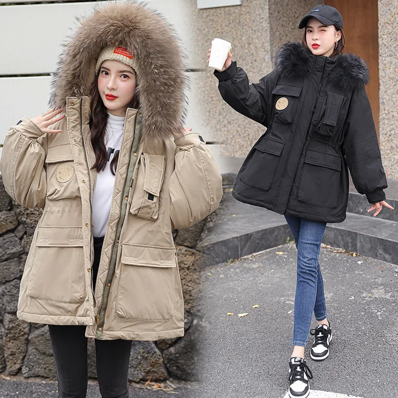Women's Winter New Cotton-Padded Jacket Fur Collar Loose Pocket Loose Mid-length Parka Women Winter Big Fur Pocket Coat Female
Women's Winter New Cotton-Padded Jacket Fur Collar Loose Pocket Loose Mid-length Parka Women Winter Big Fur Pocket Coat Female