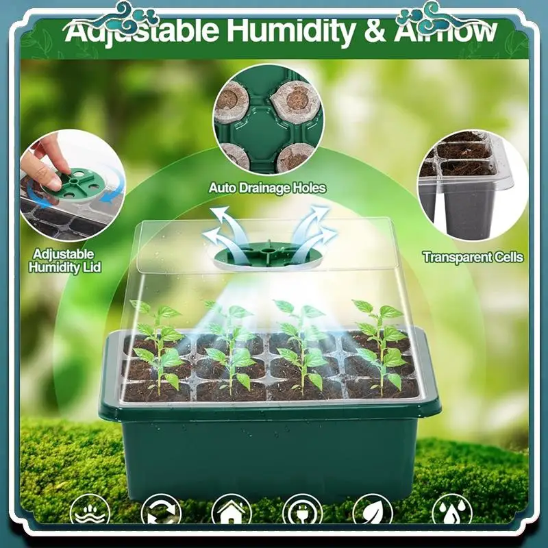 10 Pack Heightened Lids 120 Cells Seed Starter Kit Seedling Starting Trays With Humidity Dome, Green
10 Pack Heightened Lids 120 Cells Seed Starter Kit Seedling Starting Trays With Humidity Dome, Green