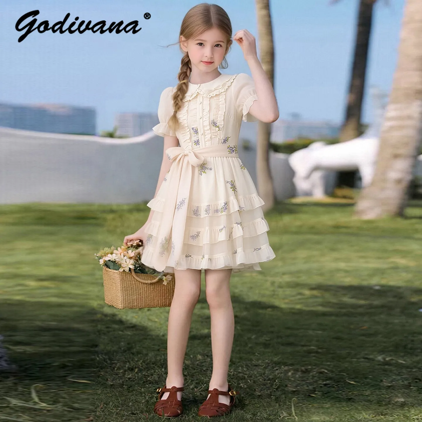 Girls Summer 2026 New Fashion Sweet Floral Print Beach Vacation Dress Kids Cute Peter Pan Collar Lace Tiered Cake Princess Dress
Girls Summer 2026 New Fashion Sweet Floral Print Beach Vacation Dress Kids Cute Peter Pan Collar Lace Tiered Cake Princess Dress