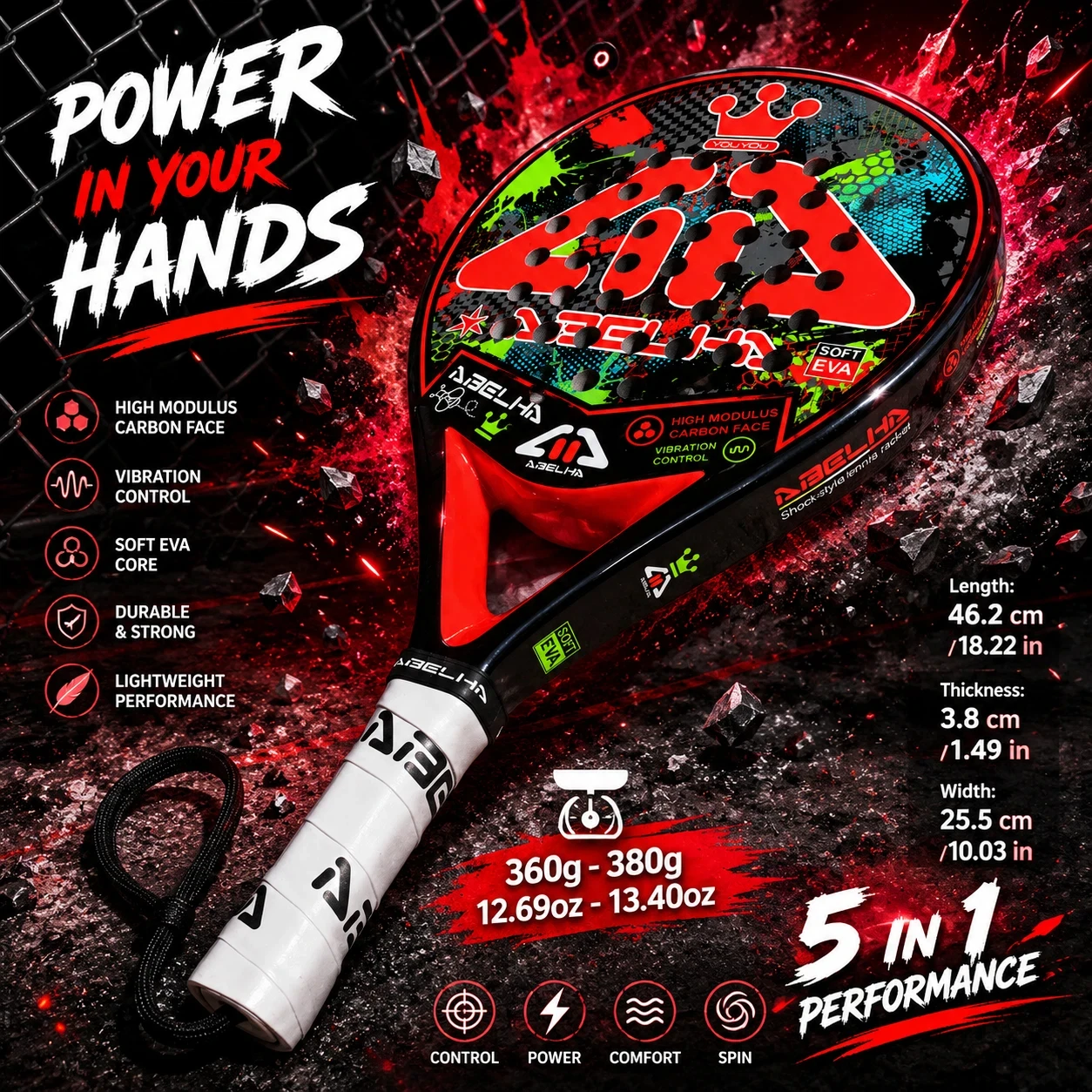 ABELHA 5IN1 Set Carbon Fiber Paddle Racket, Tennis Racket and Padel Tennis Racket, Brand New Design Paddle Tennis Equipment
ABELHA 5IN1 Set Carbon Fiber Paddle Racket, Tennis Racket and Padel Tennis Racket, Brand New Design Paddle Tennis Equipment