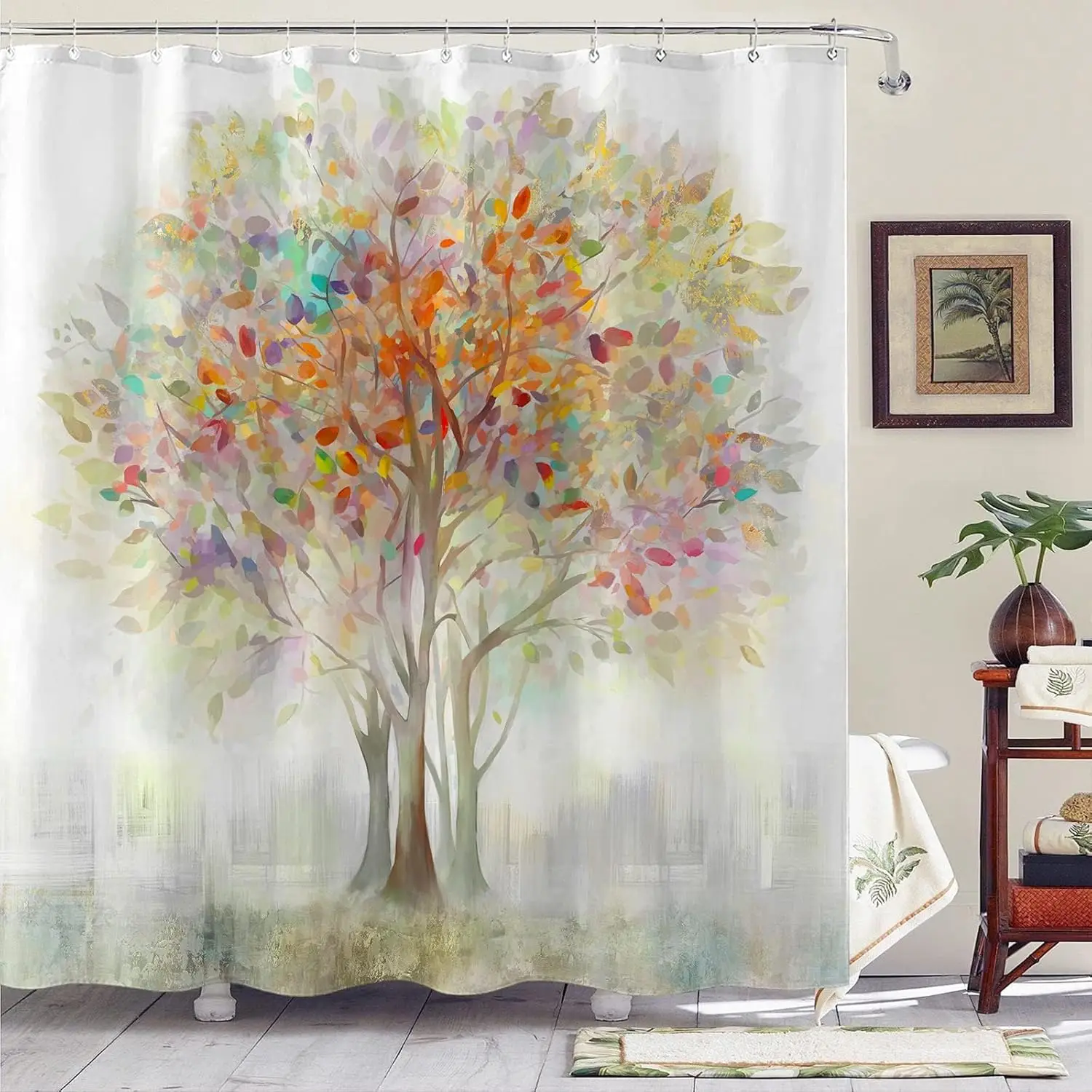 Watercolor Multicolor Lucky Tree Art Print Shower Curtain Waterproof Anti Mildew Polyester Fabric With Free Plastic Hooks Easy Q
Watercolor Multicolor Lucky Tree Art Print Shower Curtain Waterproof Anti Mildew Polyester Fabric With Free Plastic Hooks Easy Q