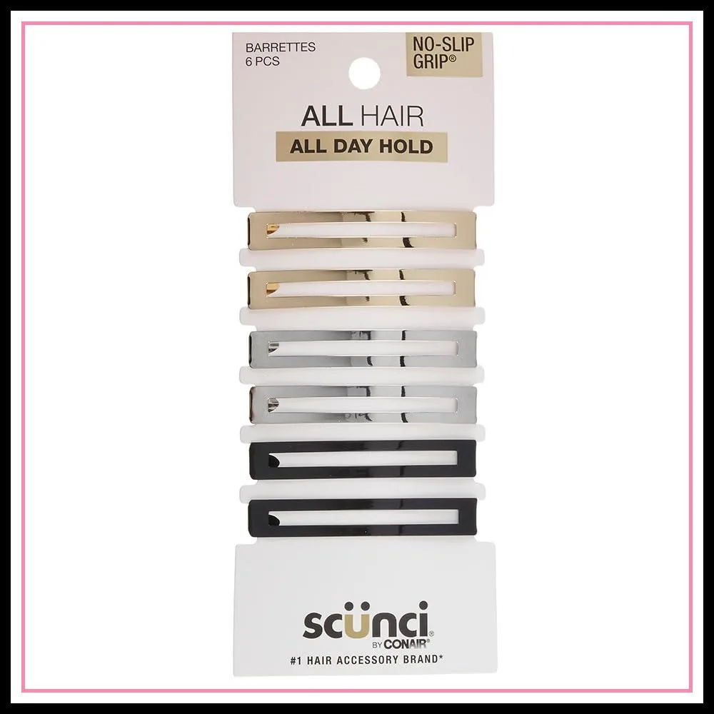 No-Slip Grip Stay Tight Barrettes - Gold, Black and Silver - 6 Count
No-Slip Grip Stay Tight Barrettes - Gold, Black and Silver - 6 Count