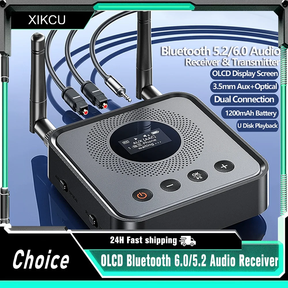 OLCD Bluetooth 6.0/5.2 Audio Receiver Transmitter AAC aptX-LL/AD/HD 3.5mm Aux Optical Wireless Stereo Music U Disk Player
OLCD Bluetooth 6.0/5.2 Audio Receiver Transmitter AAC aptX-LL/AD/HD 3.5mm Aux Optical Wireless Stereo Music U Disk Player