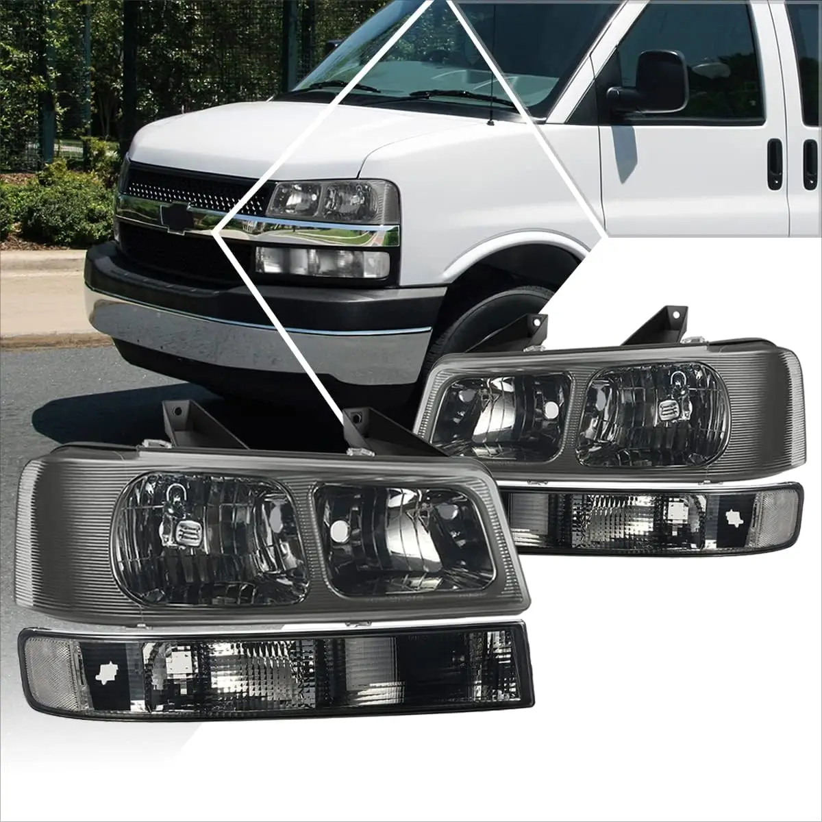 Фры в сборе + бамперные лампы, совместимые с Chevy Express/GMC Savana 03-24, дымчатые линзы
Фры в сборе + бамперные лампы, совместимые с Chevy Express/GMC Savana 03-24, дымчатые линзы