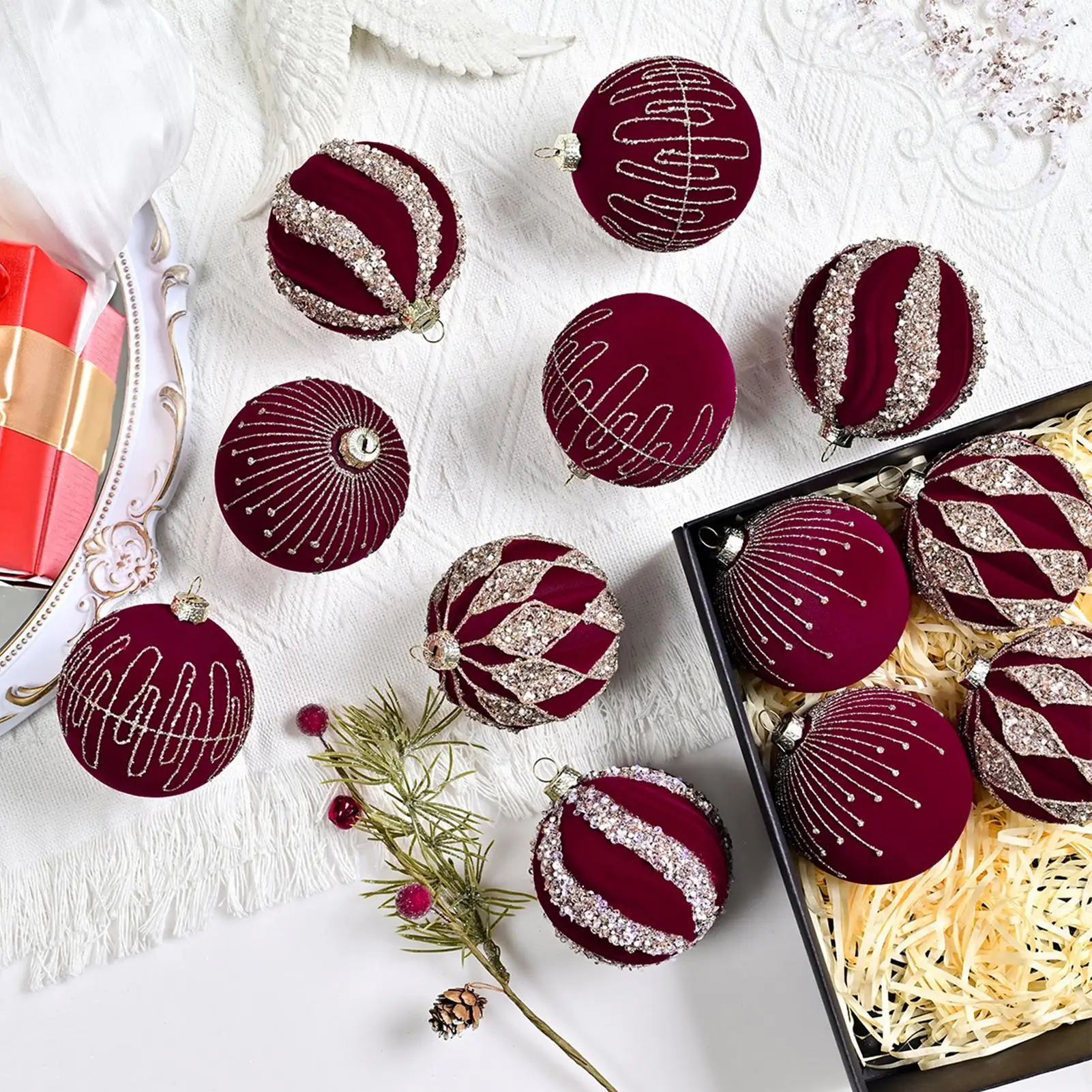 Рождественские бархатные шары, 12 предметов, флокированные шары, украшения для рождественской елки, праздничный домашний декор для дома, вечеринки, спальни
Рождественские бархатные шары, 12 предметов, флокированные шары, украшения для рождественской елки, праздничный домашний декор для дома, вечеринки, спальни