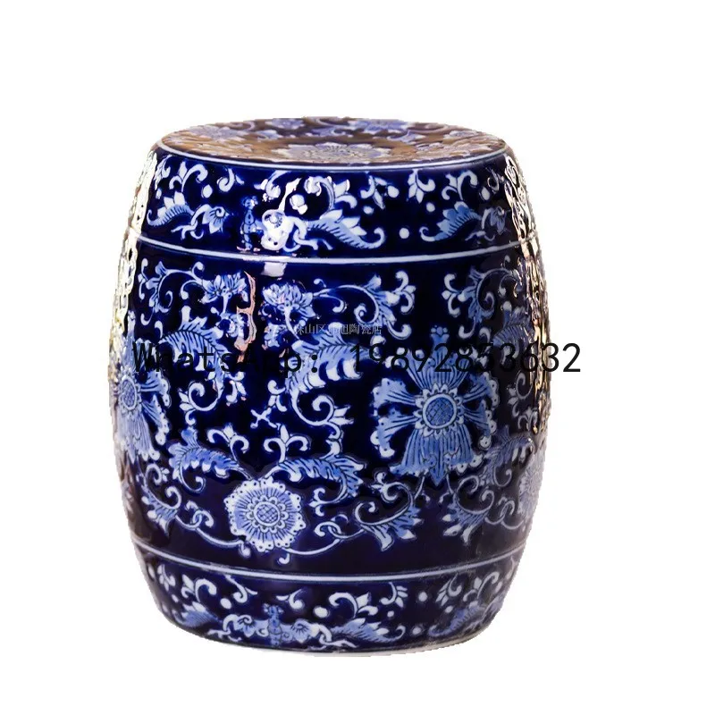 Xl blue and white porcelain drum-shaped ceramic stool - chinese classical pattern decorative ornament
Xl blue and white porcelain drum-shaped ceramic stool - chinese classical pattern decorative ornament
