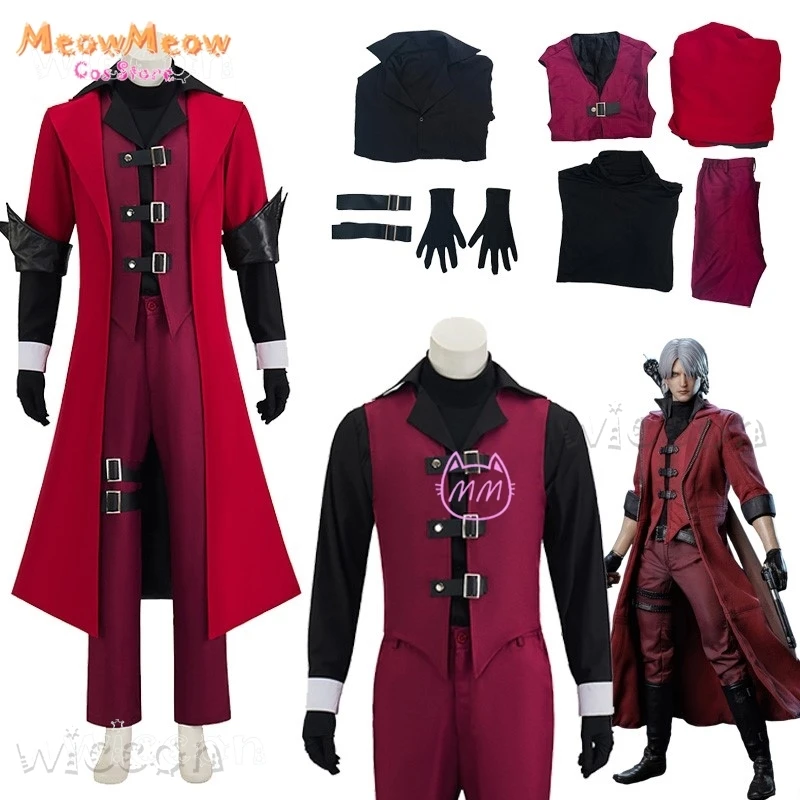 Anime DMC Dante Cosplay Clothes Devil Hunter May Cry ALL Red Suit Trench Coat Costume Wig Mens Jacket Uniforms Halloween 2025 N
Anime DMC Dante Cosplay Clothes Devil Hunter May Cry ALL Red Suit Trench Coat Costume Wig Mens Jacket Uniforms Halloween 2025 N