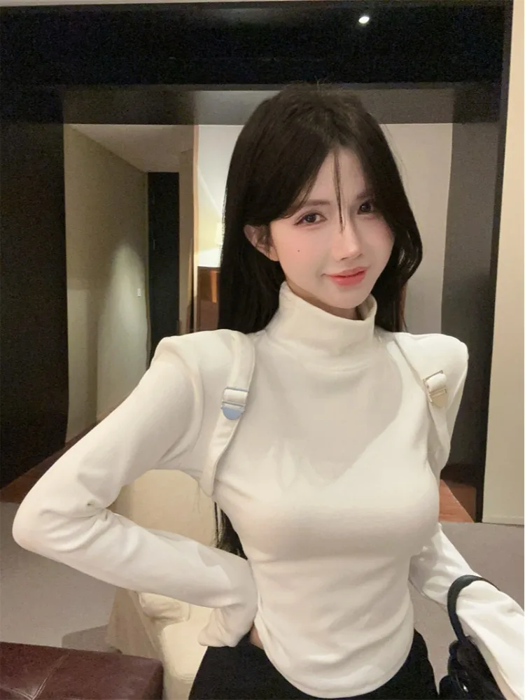 Stylish High Collar Slim Fit Long Sleeve Base Shirt Women's Fashionable Short Design Unique Sweet And Spicy Girl Top
Stylish High Collar Slim Fit Long Sleeve Base Shirt Women's Fashionable Short Design Unique Sweet And Spicy Girl Top