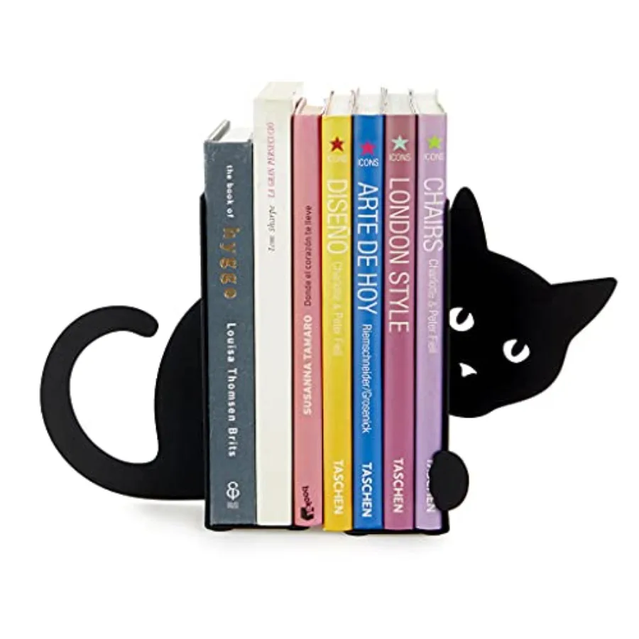 Декоративный и функциональный держатель для книг в виде скрытой кошки, черный металлический органайзер для полок, идеально подходит для дома и офиса, уникальный дизайн.
Декоративный и функциональный держатель для книг в виде скрытой кошки, черный металлический органайзер для полок, идеально подходит для дома и офиса, уникальный дизайн.