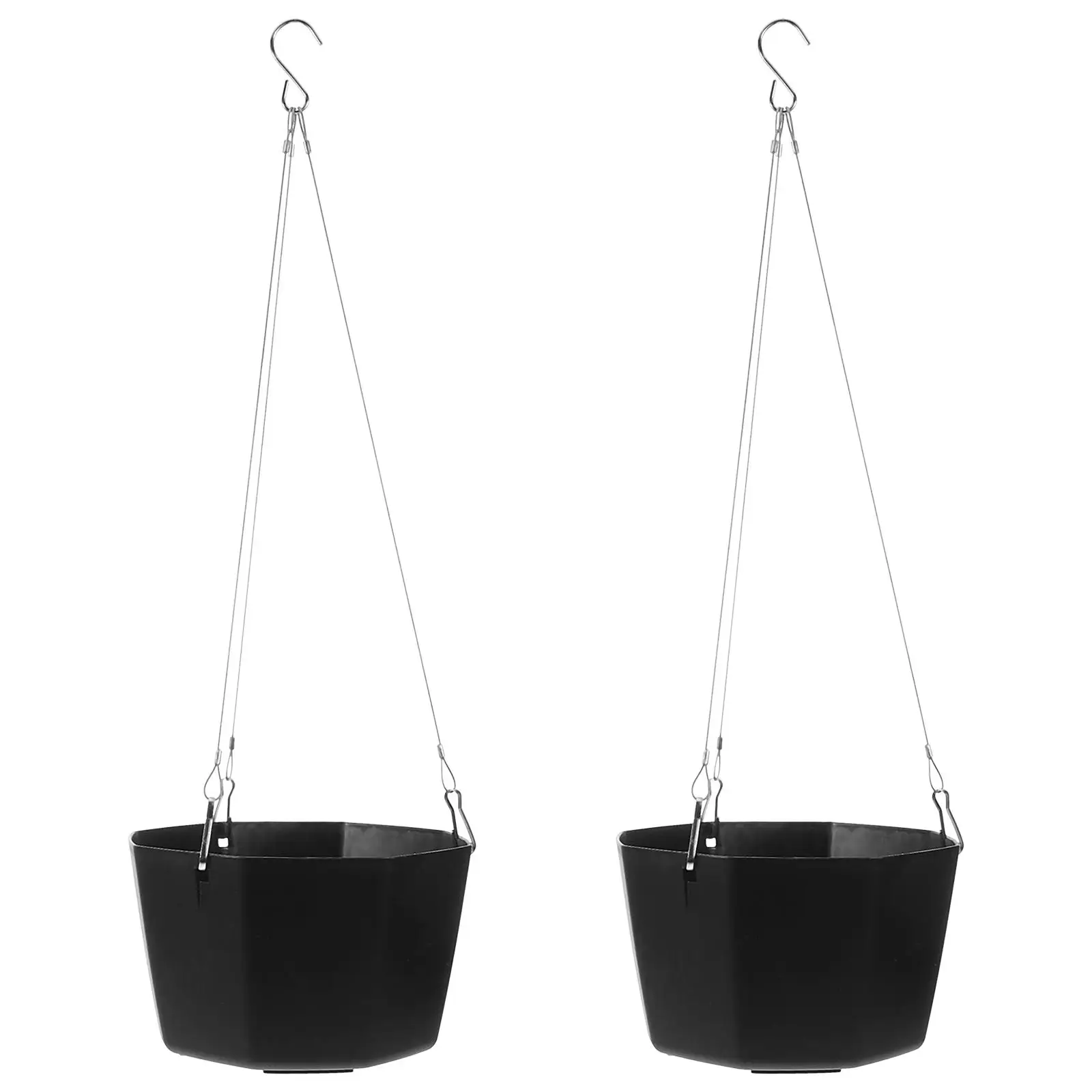 2Pcs Hanging Flower Pots Black Plastic Lattice Planter Baskets Stainless Steel Chains Garden Decor
2Pcs Hanging Flower Pots Black Plastic Lattice Planter Baskets Stainless Steel Chains Garden Decor