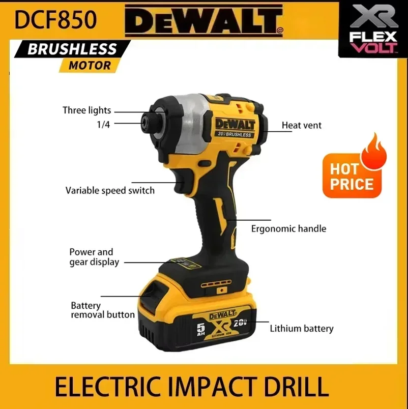 Original DEWALT DCF850 screwdriver impact drill brushless cordless, continuously variable transmission, 20V battery,strong power
Original DEWALT DCF850 screwdriver impact drill brushless cordless, continuously variable transmission, 20V battery,strong power