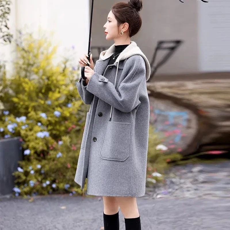 2024 New Autumn Winter Woolen Coat Female Temperament Mid Long Hooded Casual Loose Women's Wool Jacket Slim Ladies Overcoat Tops
2024 New Autumn Winter Woolen Coat Female Temperament Mid Long Hooded Casual Loose Women's Wool Jacket Slim Ladies Overcoat Tops