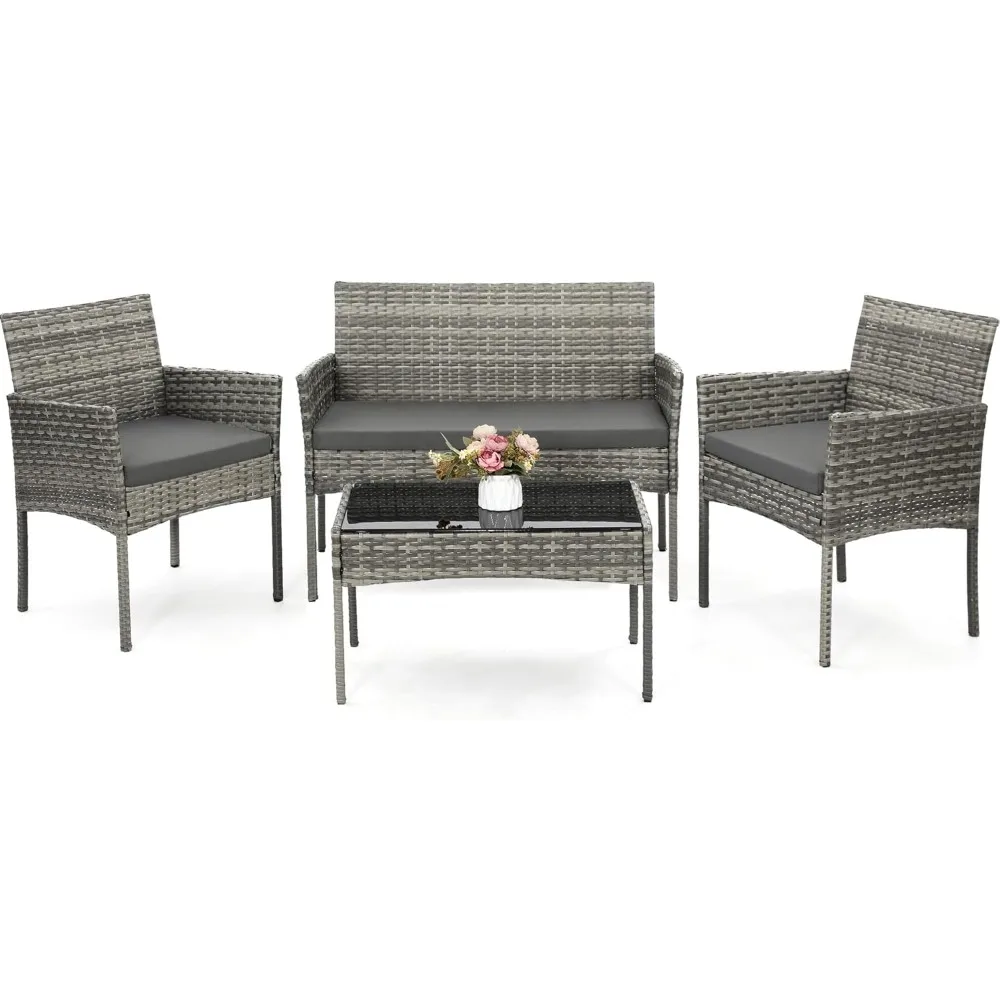 Outdoor 4 Piece Patio Furniture Set, Wicker Bistro, Matching Loveseat, 2 Chairs and Extra Long Coffee Table, All Weather Boho De
Outdoor 4 Piece Patio Furniture Set, Wicker Bistro, Matching Loveseat, 2 Chairs and Extra Long Coffee Table, All Weather Boho De