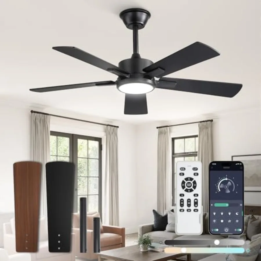 Ceiling Fans with Lights and Remote, Stepless Color Temperature Change and Dimmable 20W LED Ceilg Fan, 6 Speeds Reversible Quie
Ceiling Fans with Lights and Remote, Stepless Color Temperature Change and Dimmable 20W LED Ceilg Fan, 6 Speeds Reversible Quie