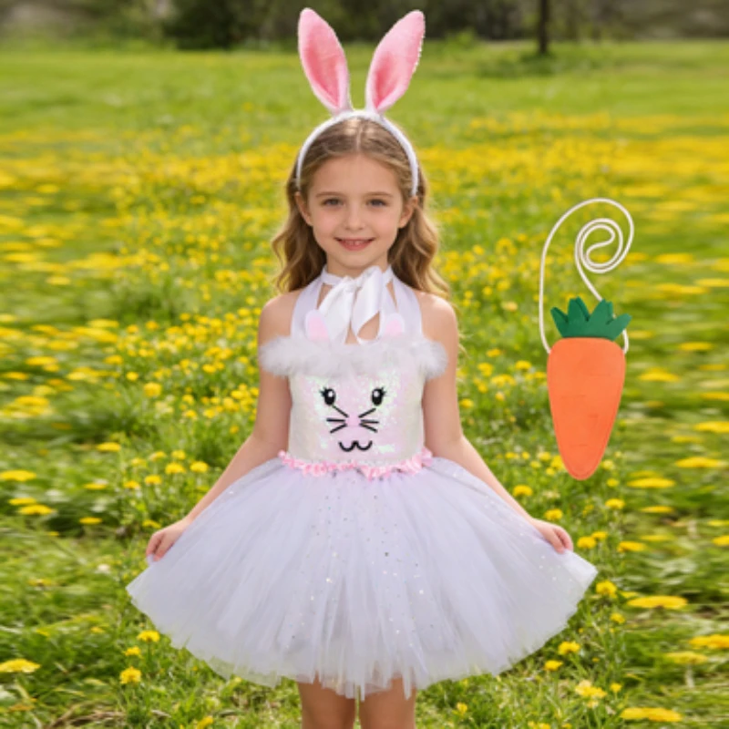 Kids' Sequin Bunny Tutu Dress, Animal Role Play Costume, Suitable for Stage Performances and Halloween ,Party Performance Attire
Kids' Sequin Bunny Tutu Dress, Animal Role Play Costume, Suitable for Stage Performances and Halloween ,Party Performance Attire