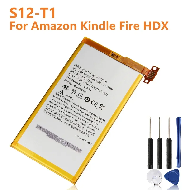 Replacement Battery S12-T1 S12-T1-S For Amazon Kindle Fire HDX 7 C9R6QM Kindle Fire HDX Powerful Rechargeable Batteries 4550mAh
Replacement Battery S12-T1 S12-T1-S For Amazon Kindle Fire HDX 7 C9R6QM Kindle Fire HDX Powerful Rechargeable Batteries 4550mAh