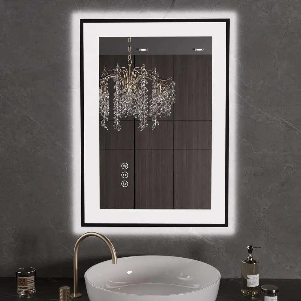 20"X28" LED Bathroom Mirror Black ed, Anti-og, Dimmable, Lighted Bathroom Vanity Mirror or Wall, Memory unction, Tempered Glass
20"X28" LED Bathroom Mirror Black ed, Anti-og, Dimmable, Lighted Bathroom Vanity Mirror or Wall, Memory unction, Tempered Glass