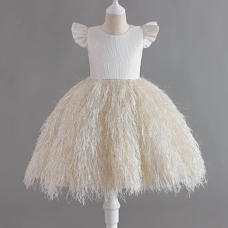 Summer Girl's New Style Small Flying Sleeve Solid Color Bow Fur Skirt Hem Fluffy Skirt Wedding Flower Girl Birthday Party Dress
Summer Girl's New Style Small Flying Sleeve Solid Color Bow Fur Skirt Hem Fluffy Skirt Wedding Flower Girl Birthday Party Dress
