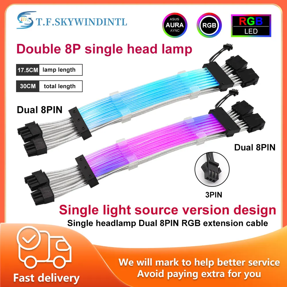 High Quality Single Head Lamp (6+2) Dual 8pin RGB Mesh Extension Cable For 3Pin 8Pin PC Case Power Graphics Card Extension Cable
High Quality Single Head Lamp (6+2) Dual 8pin RGB Mesh Extension Cable For 3Pin 8Pin PC Case Power Graphics Card Extension Cable