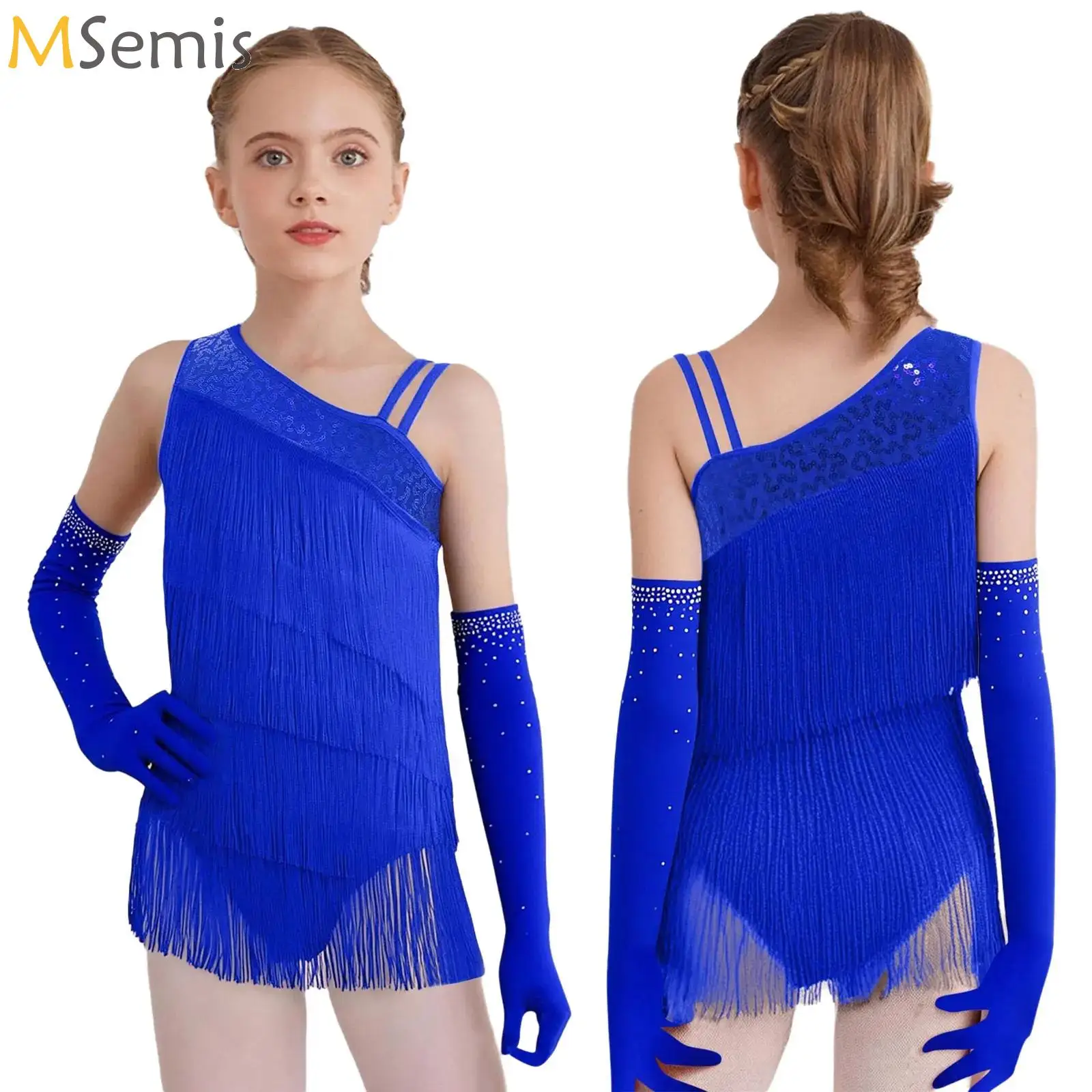 Kids Girls Latin Dance Cha-cha Samba Salsa Costume Rhinestones Fringe Leotard Dress Sleeveless Tassel Jumpsuit with Mesh Gloves
Kids Girls Latin Dance Cha-cha Samba Salsa Costume Rhinestones Fringe Leotard Dress Sleeveless Tassel Jumpsuit with Mesh Gloves