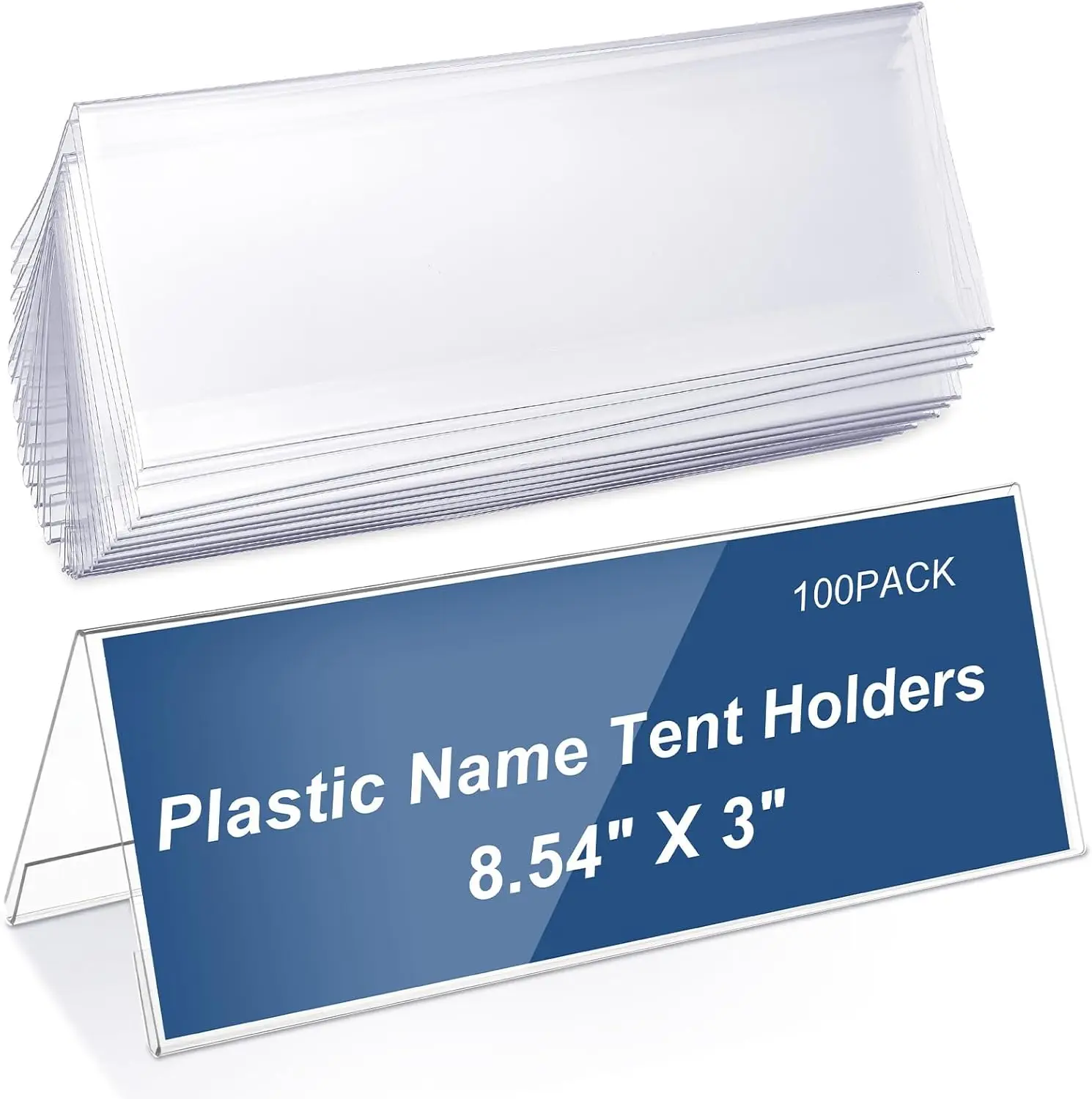 100 Clear Plastic Name Tent Holders 8.54'' X 3'' Acrylic Desk Sign Frame for Office Conference School Meeting
100 Clear Plastic Name Tent Holders 8.54'' X 3'' Acrylic Desk Sign Frame for Office Conference School Meeting