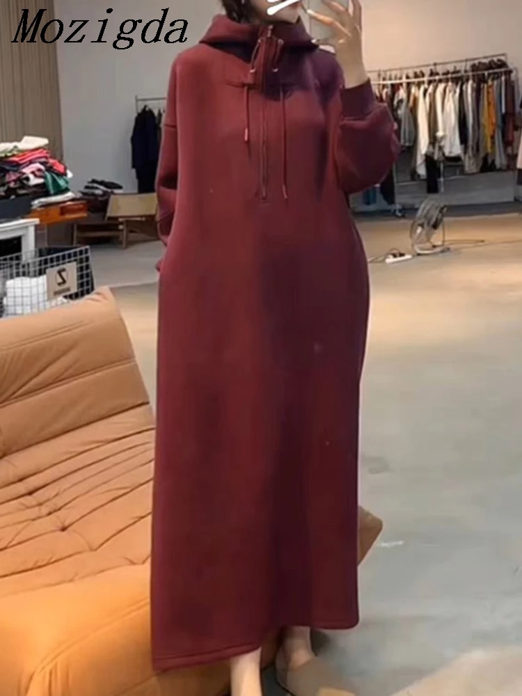 Spring Autumn Plus Size Plus Size Hooded Zipper Long Sweatshirt Dress Lazy Style Casual Half Collar New Arrival Ladies Dresses
Spring Autumn Plus Size Plus Size Hooded Zipper Long Sweatshirt Dress Lazy Style Casual Half Collar New Arrival Ladies Dresses