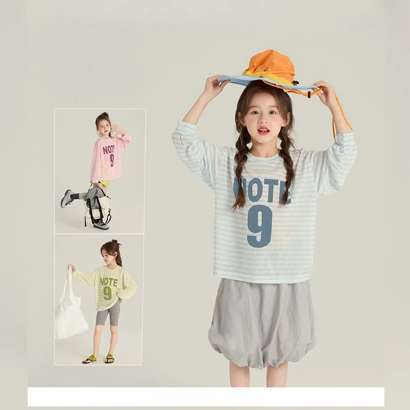 Girls' Stripe Letter Sun Protection Shirt, Stylish Summer Air-Conditioned Top, Children's Casual Long Sleeve T-Shirt
Girls' Stripe Letter Sun Protection Shirt, Stylish Summer Air-Conditioned Top, Children's Casual Long Sleeve T-Shirt