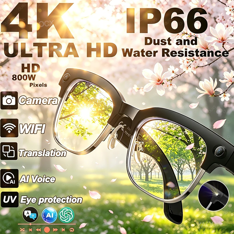 2026 Fashion Smart Glasses 4K Ultra HD AI Translation AI Q&A Equipped with 8MP HD Camera IP66 Waterproof BT Call Smart Glasses
2026 Fashion Smart Glasses 4K Ultra HD AI Translation AI Q&A Equipped with 8MP HD Camera IP66 Waterproof BT Call Smart Glasses