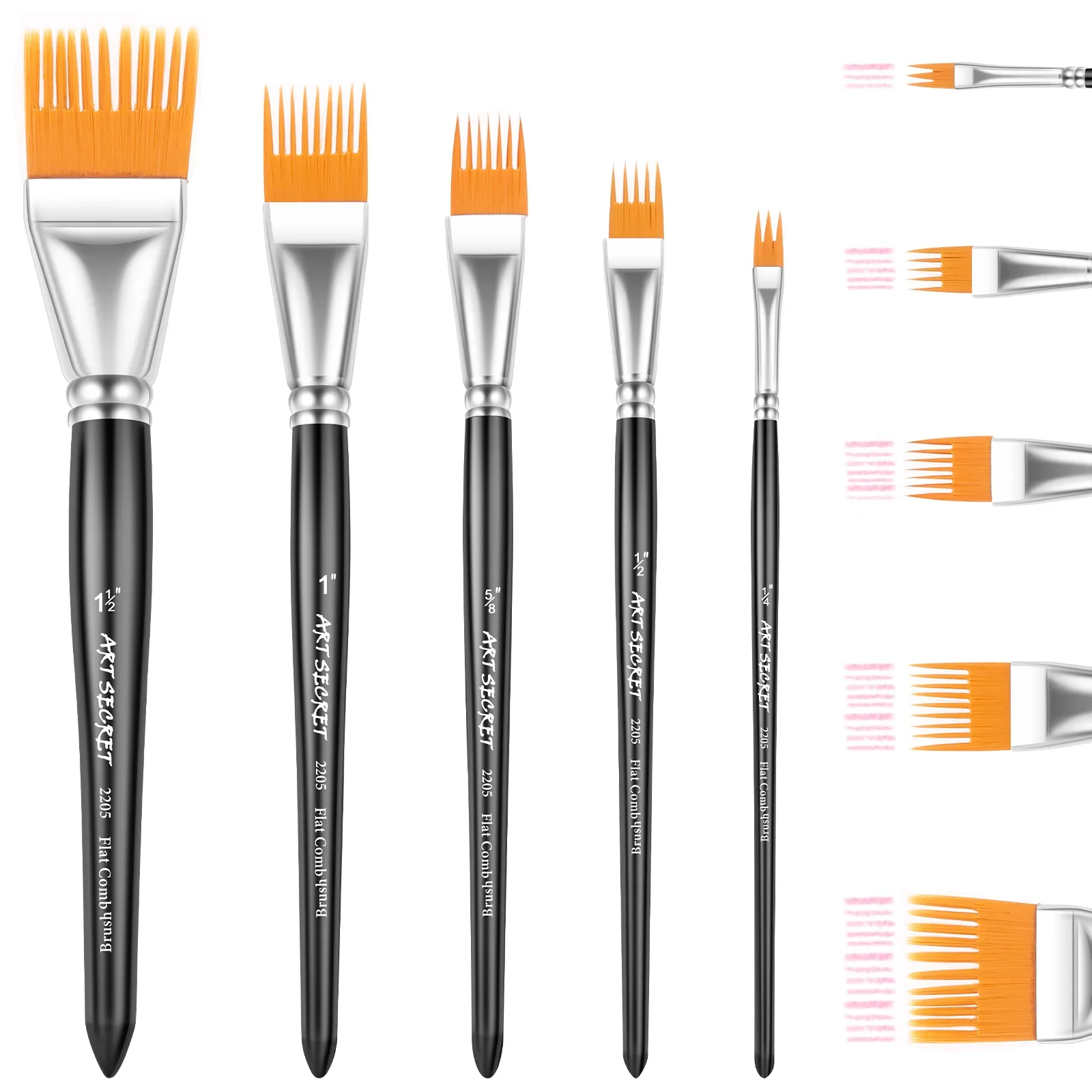 5-Size Grainer Painting Brushes Set Flat Comb Brush Artist Unique Texture Paint Brush for Watercolor Acrylic Gouache Oil Paint
5-Size Grainer Painting Brushes Set Flat Comb Brush Artist Unique Texture Paint Brush for Watercolor Acrylic Gouache Oil Paint