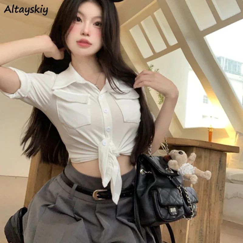 Casual Shirts Women Summer Pockets Sexy All-match Sun-proof Long Sleeve Slim Tops Streetwear Girls Temper Daily Blouse Mujer
Casual Shirts Women Summer Pockets Sexy All-match Sun-proof Long Sleeve Slim Tops Streetwear Girls Temper Daily Blouse Mujer