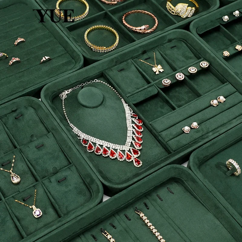 Velvet Jewelry Tray Set Multi-Compartment Storage for Rings Earrings Necklaces Watches Jewellery Organizer Tray Green
Velvet Jewelry Tray Set Multi-Compartment Storage for Rings Earrings Necklaces Watches Jewellery Organizer Tray Green