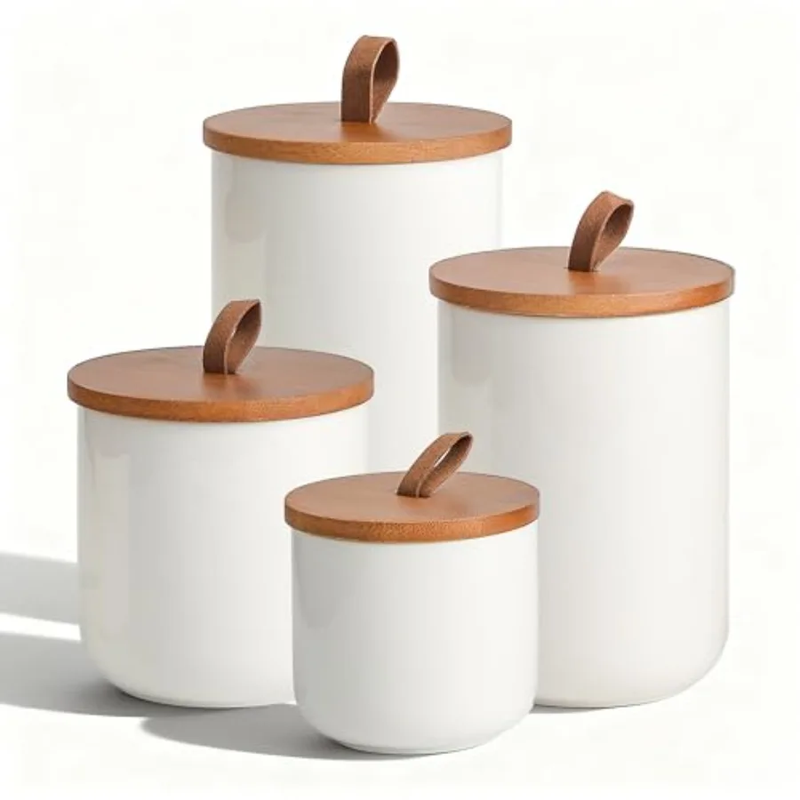Ceramic Canister with Bamboo Lids 4Piece Airtight Food Storage Jars for Kitchen Flour Sugar Coffee Tea Spice Smaller Small Medi
Ceramic Canister with Bamboo Lids 4Piece Airtight Food Storage Jars for Kitchen Flour Sugar Coffee Tea Spice Smaller Small Medi