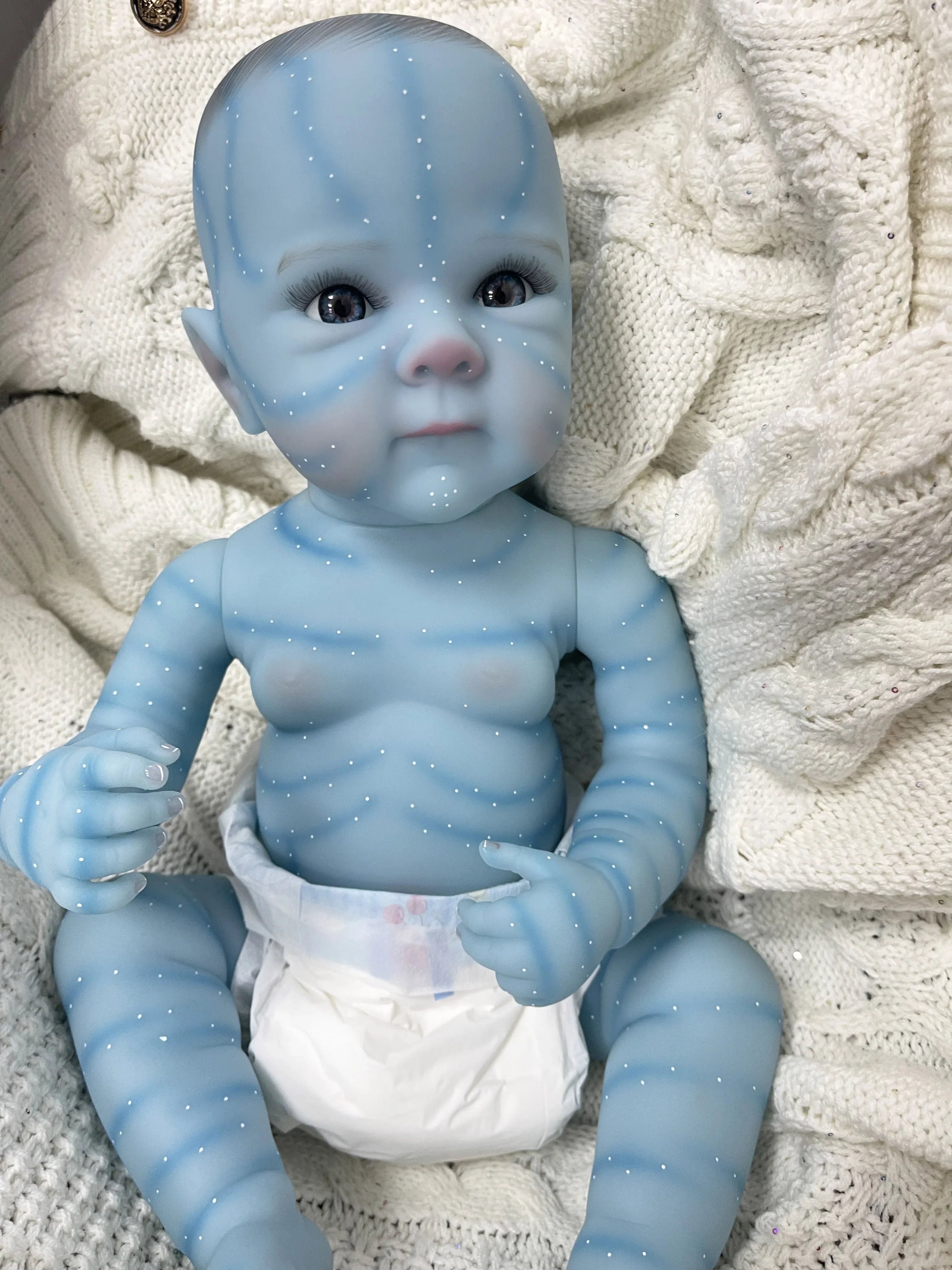 18inch Bettie Blue skin Full Vinyl Girl Body Lifelike Newborn Reborn Doll Multiple Layers Painting 3D Skin With Hand Drawn Hair
18inch Bettie Blue skin Full Vinyl Girl Body Lifelike Newborn Reborn Doll Multiple Layers Painting 3D Skin With Hand Drawn Hair