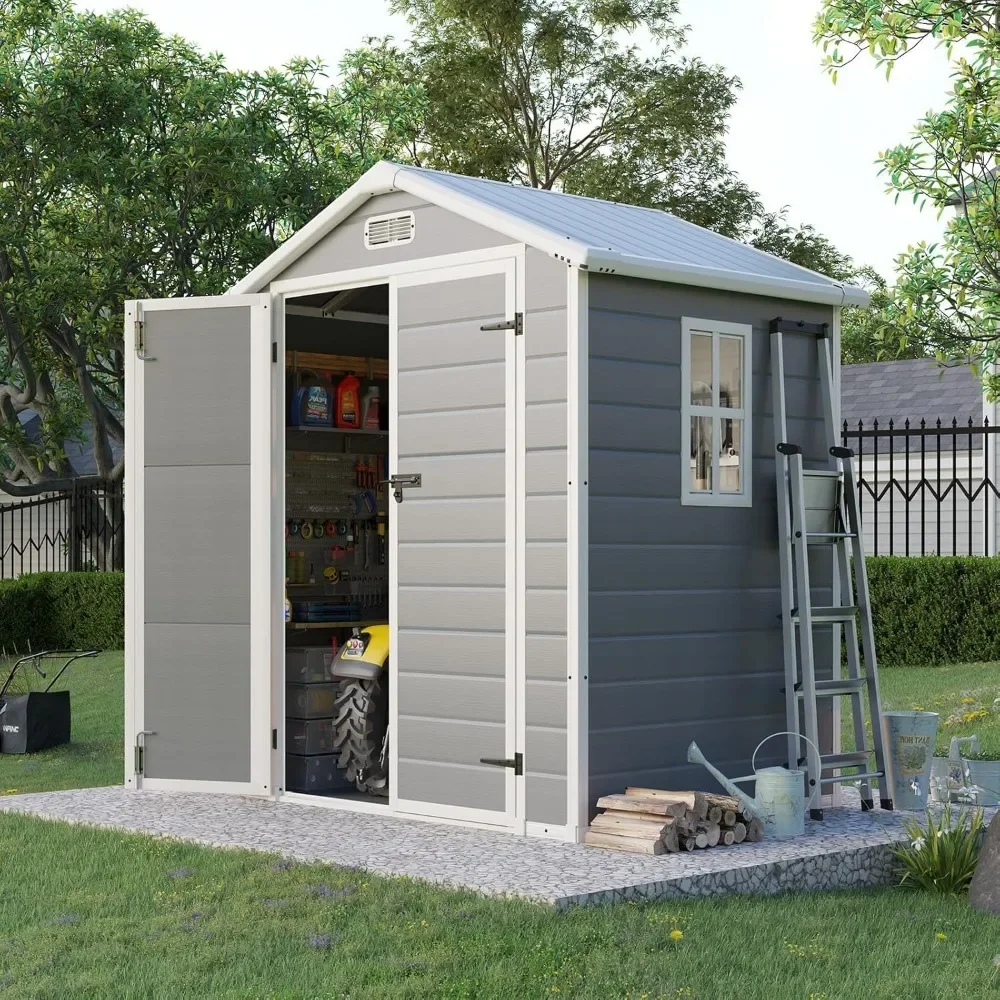5.5 X 4.4 Ft Resin Storage Shed with Floor, Outdoor Tool Shed with Window, Vents, and Stainless Steel Cores for Pool Supplies
5.5 X 4.4 Ft Resin Storage Shed with Floor, Outdoor Tool Shed with Window, Vents, and Stainless Steel Cores for Pool Supplies