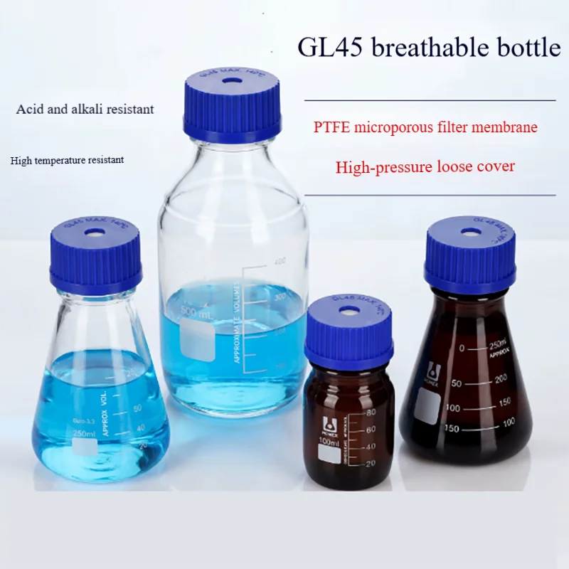 1PCS GL45 blue cap bottle breathable lid with PTFE membrane can be sterilized by high temperature and high pressure.
1PCS GL45 blue cap bottle breathable lid with PTFE membrane can be sterilized by high temperature and high pressure.