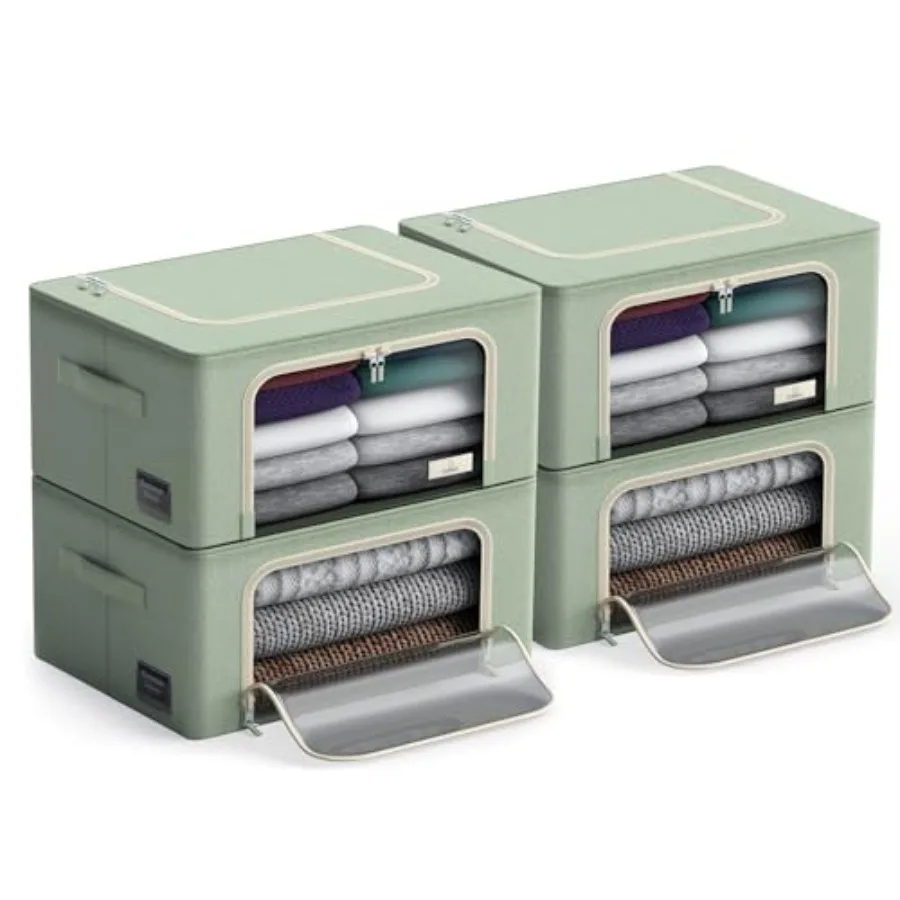 Storage Bins with Metal Frame - Stackable and Foldable Clothes Organizer Bags - Oxford Fabric Storage Containers with Large Cle
Storage Bins with Metal Frame - Stackable and Foldable Clothes Organizer Bags - Oxford Fabric Storage Containers with Large Cle