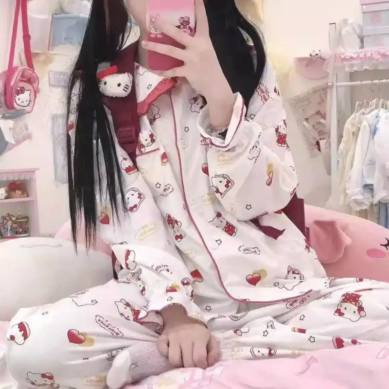 Sanrio Hello Kitty Ladies Pyjamas Set Kawaii Cartoon Student Sleepwear Autumn Long Sleeve Pant Popular Sleep Shirts Home Clothes
Sanrio Hello Kitty Ladies Pyjamas Set Kawaii Cartoon Student Sleepwear Autumn Long Sleeve Pant Popular Sleep Shirts Home Clothes